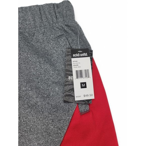 Ecko Unltd. Joggers Mens M True Red Gray Black Colorblock Graphic Sweatpants NEW - Picture 6 of 9
